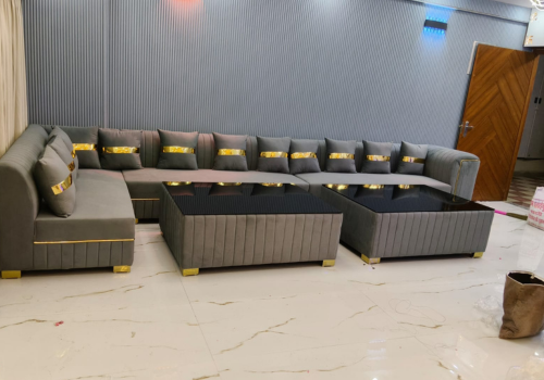 Sofa seating in a finished home interior
